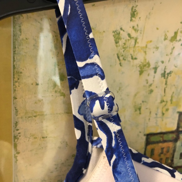 Seekers One Piece Tummy Control Panel Blue White Batik Sweetheart Swimsuit 12 - Picture 5 of 9